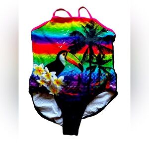 OP KIDS girl swimsuit tropical XL 14-16